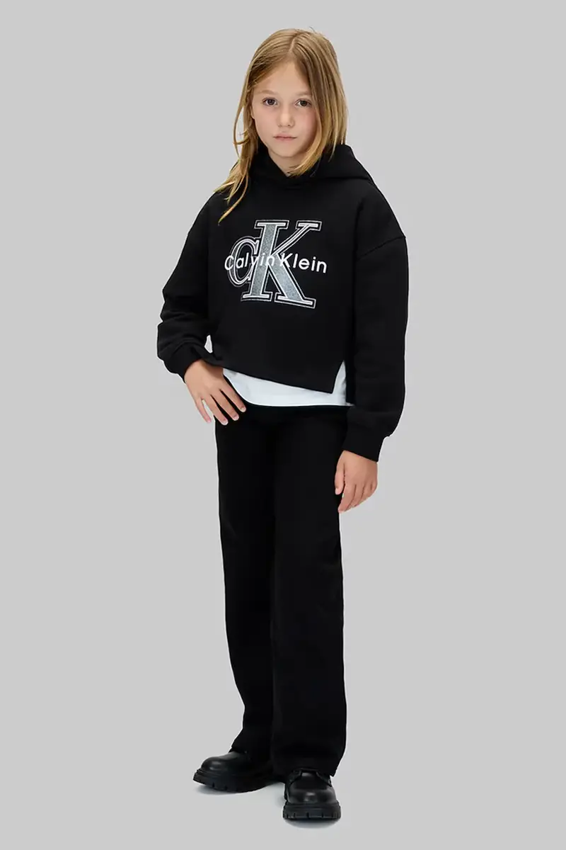 felpa per bambini con cotone colore nero con cappuccio IG0IG03018 miniatura 3