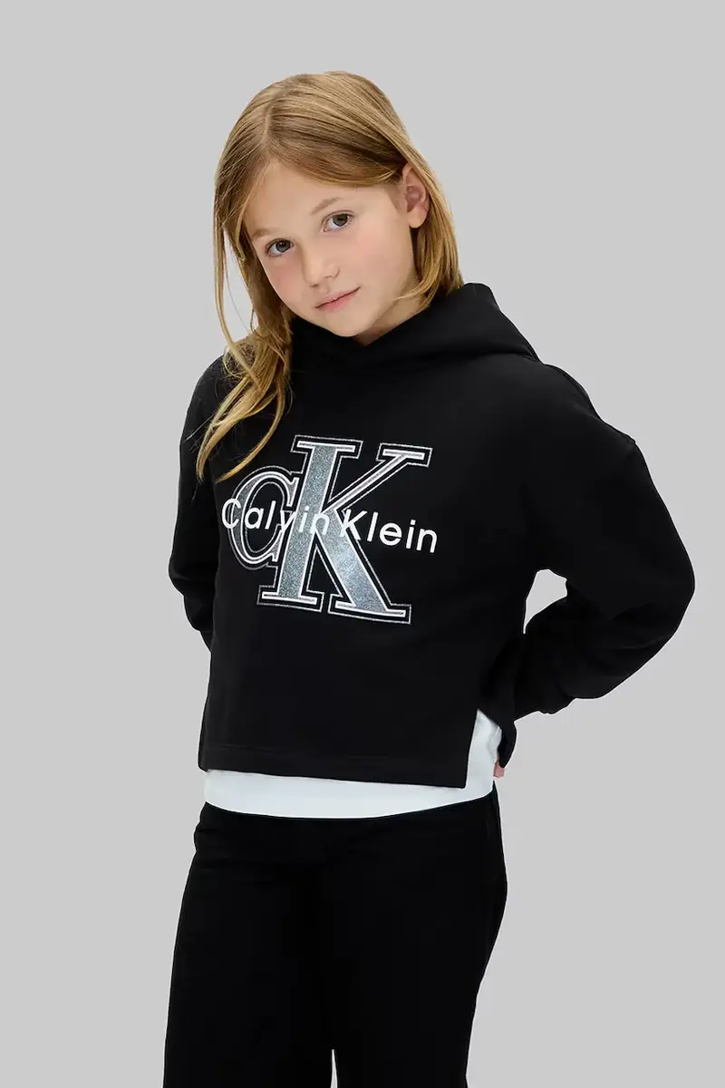 felpa per bambini con cotone colore nero con cappuccio IG0IG03018