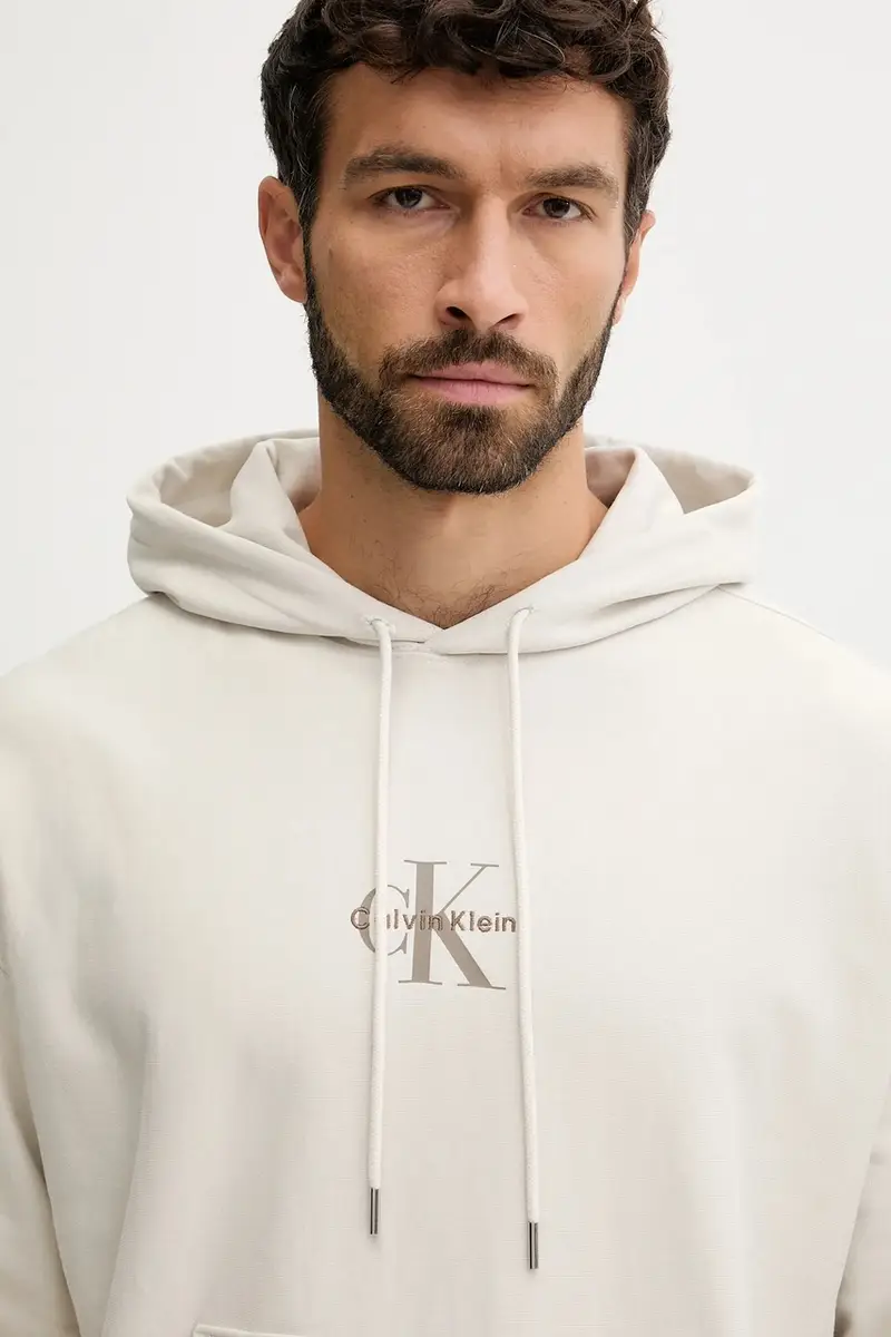 felpa uomo colore beige con cappuccio LV04RC281G miniatura 3