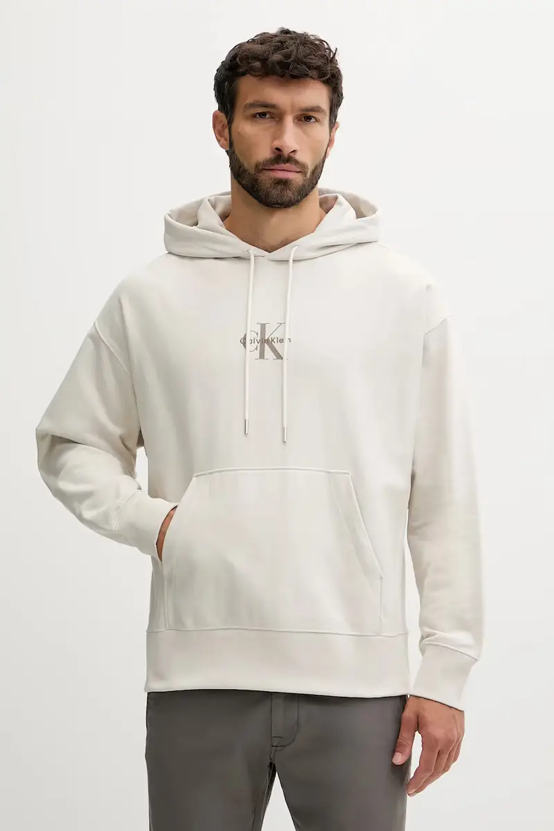 felpa uomo colore beige con cappuccio LV04RC281G