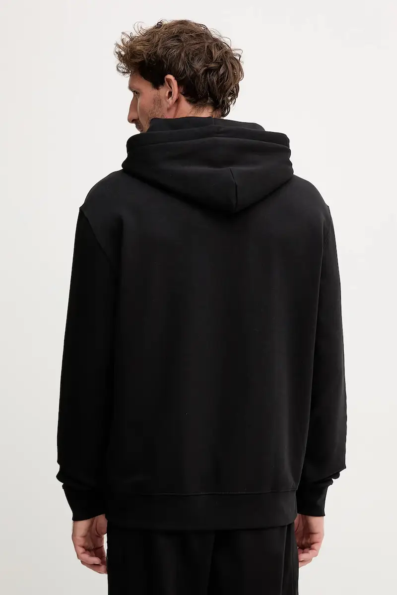 felpa uomo colore nero con cappuccio con applicazione LV04RD250G miniatura 3