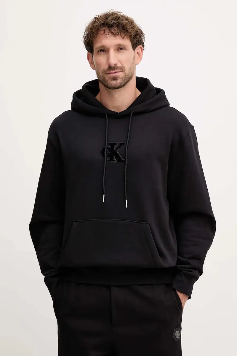 felpa uomo colore nero con cappuccio con applicazione LV04RD250G