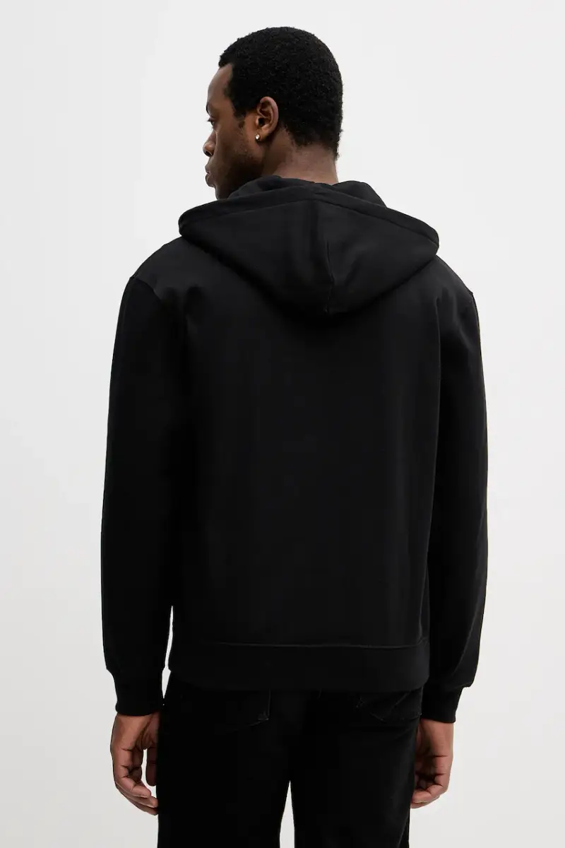 felpa uomo colore nero con cappuccio con applicazione LV04RD251G miniatura 3