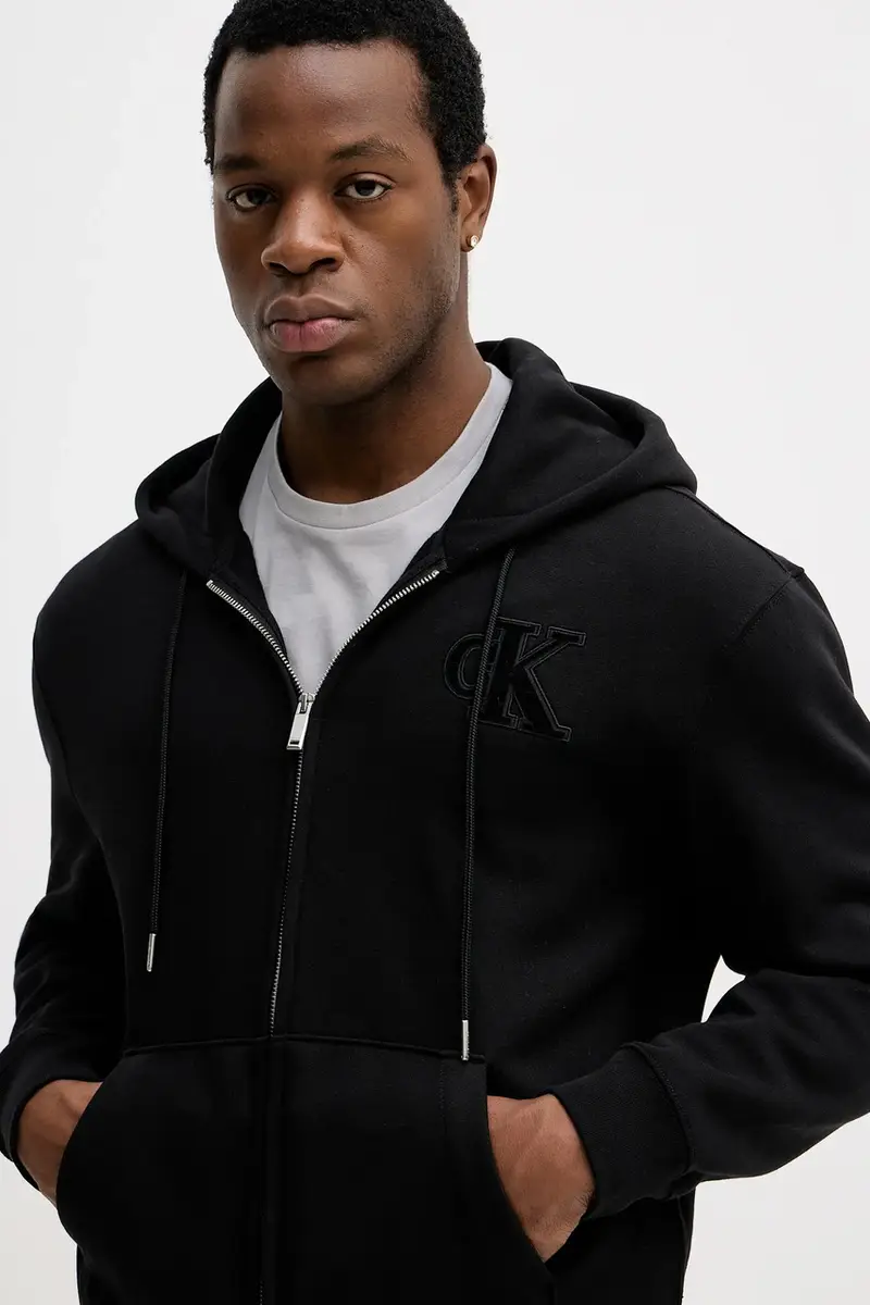 felpa uomo colore nero con cappuccio con applicazione LV04RD251G miniatura 4