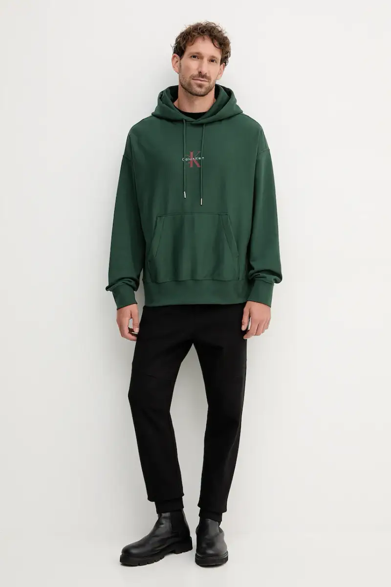 felpa uomo colore verde con cappuccio LV04RC281G miniatura 2