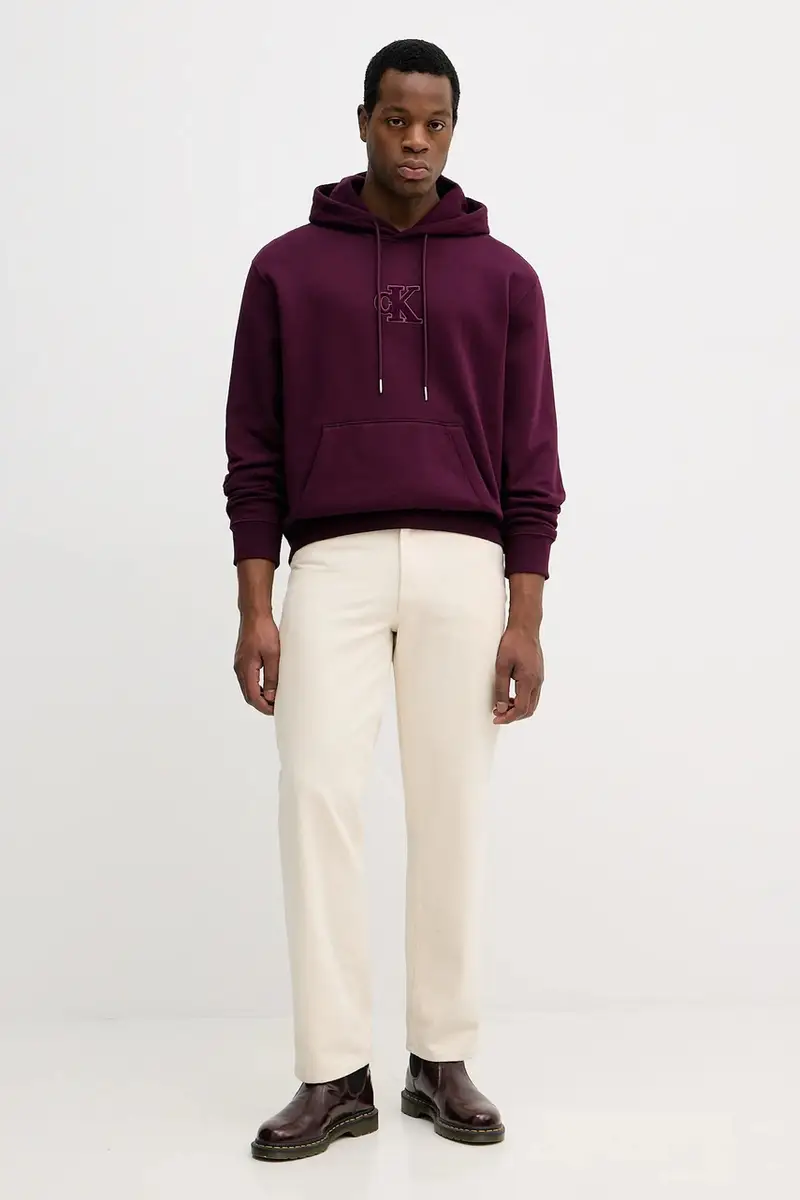 felpa uomo colore violetto con cappuccio con applicazione LV04RD250G miniatura 2