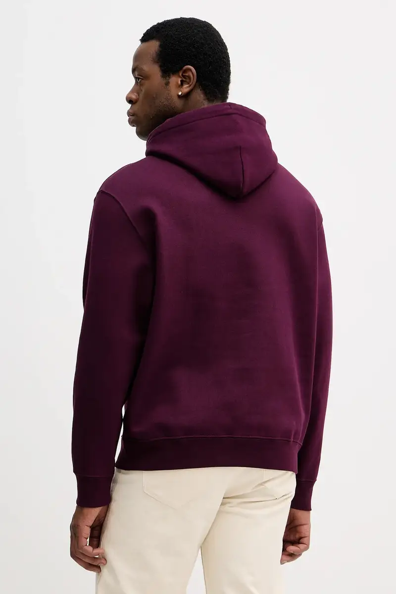 felpa uomo colore violetto con cappuccio con applicazione LV04RD250G miniatura 3