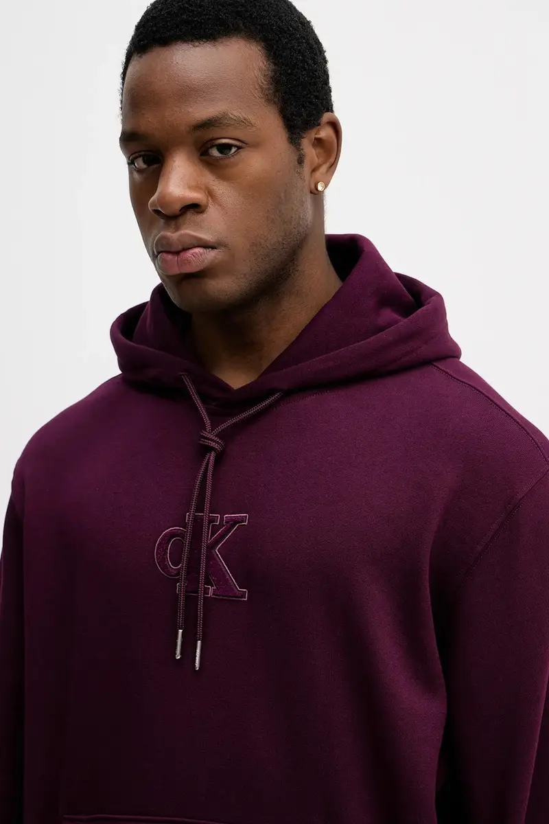 felpa uomo colore violetto con cappuccio con applicazione LV04RD250G miniatura 4