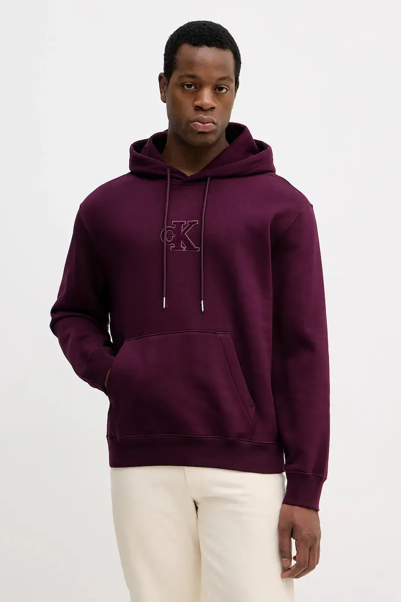 felpa uomo colore violetto con cappuccio con applicazione LV04RD250G