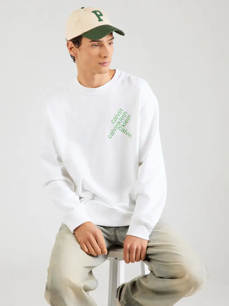 Felpa verde chiaro / bianco miniatura 2