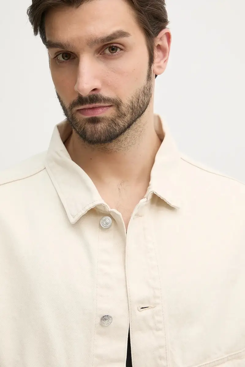 giacca con aggiunta di lino colore beige J30J327212 miniatura 4