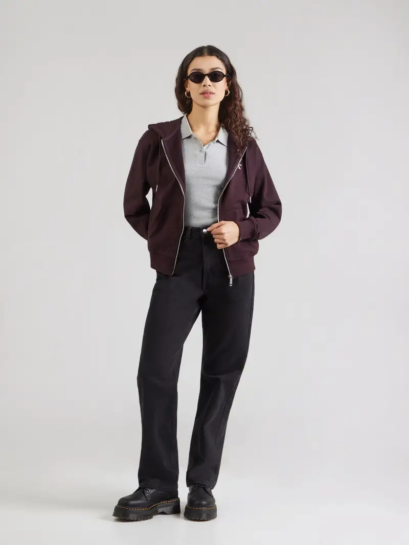 Giacca di felpa melanzana / bianco miniatura 2