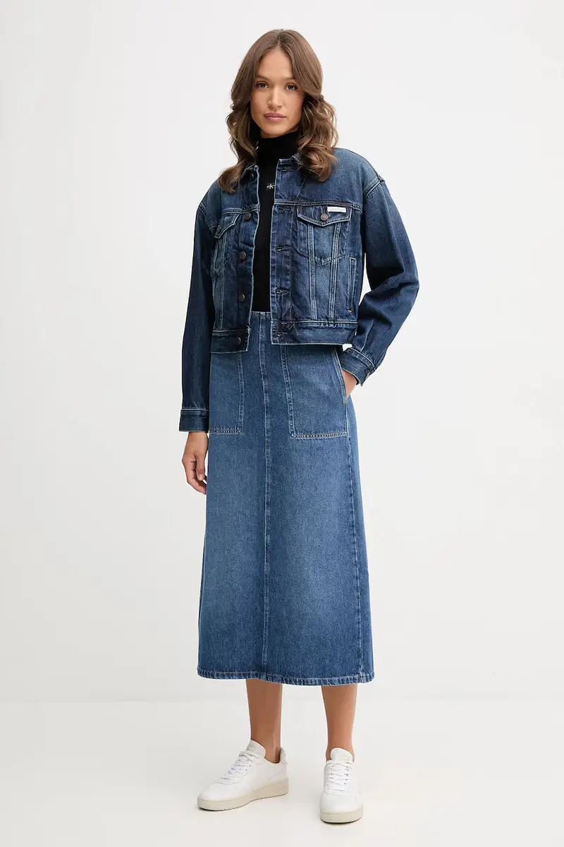 giacca di jeans in cotone colore blu LV047D838G miniatura 2