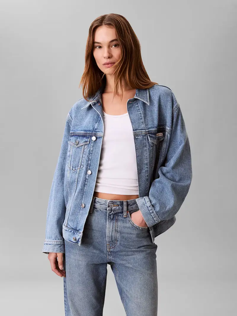 Giacca di mezza stagione blu denim miniatura 2