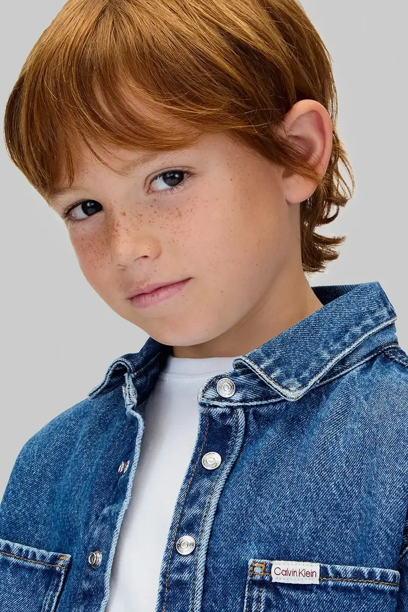 giacca per bambini in cotone colore blu IB0IB02594 miniatura 3