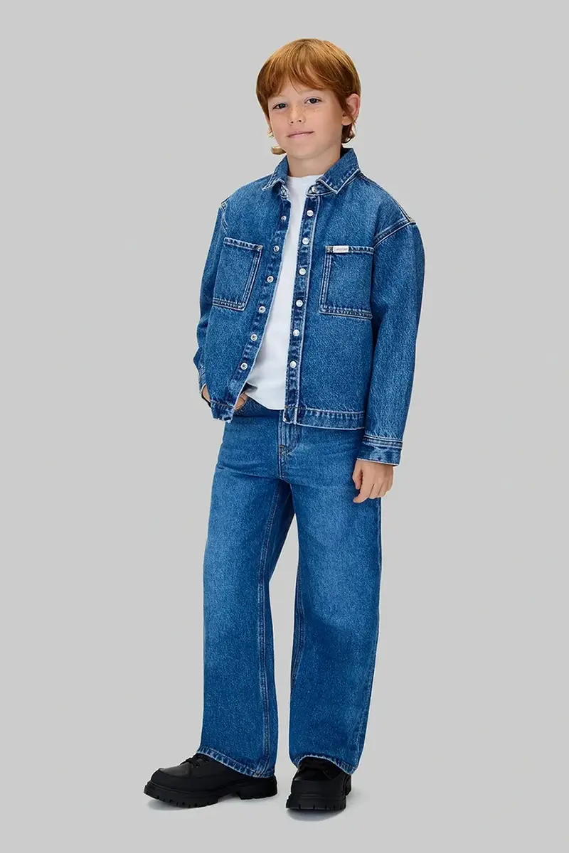 giacca per bambini in cotone colore blu IB0IB02594 miniatura 4