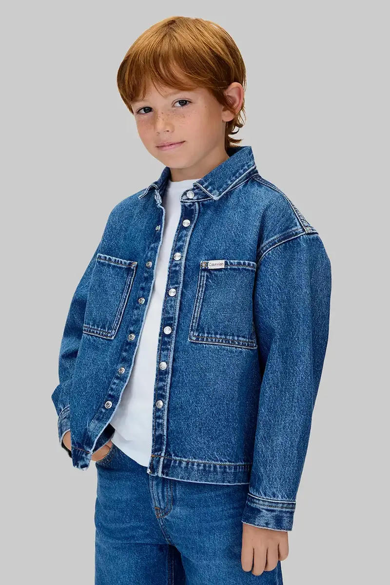 giacca per bambini in cotone colore blu IB0IB02594