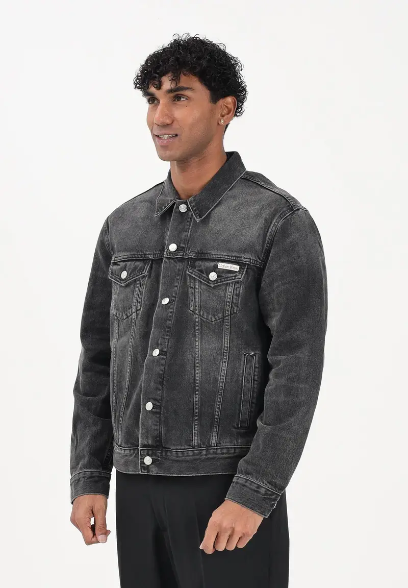 Giubbotto Classic in denim nero da uomo