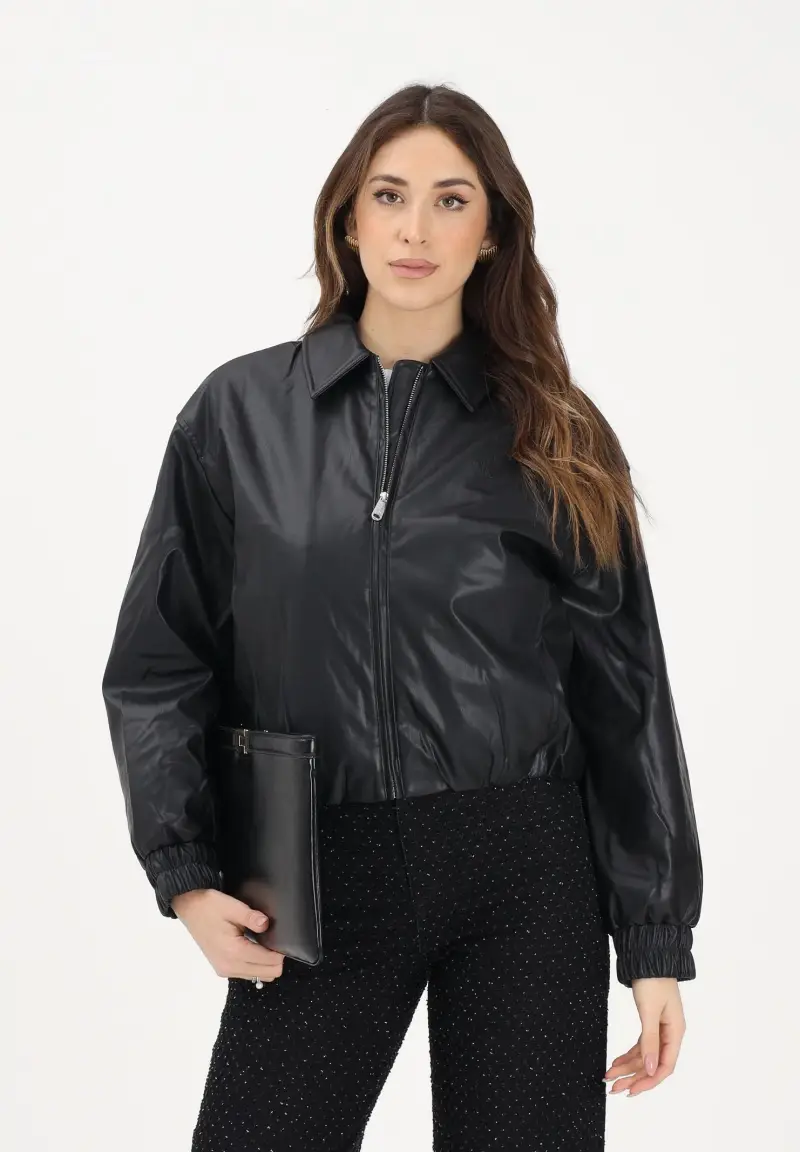 Giubbotto in ecopelle nero da donna miniatura 2