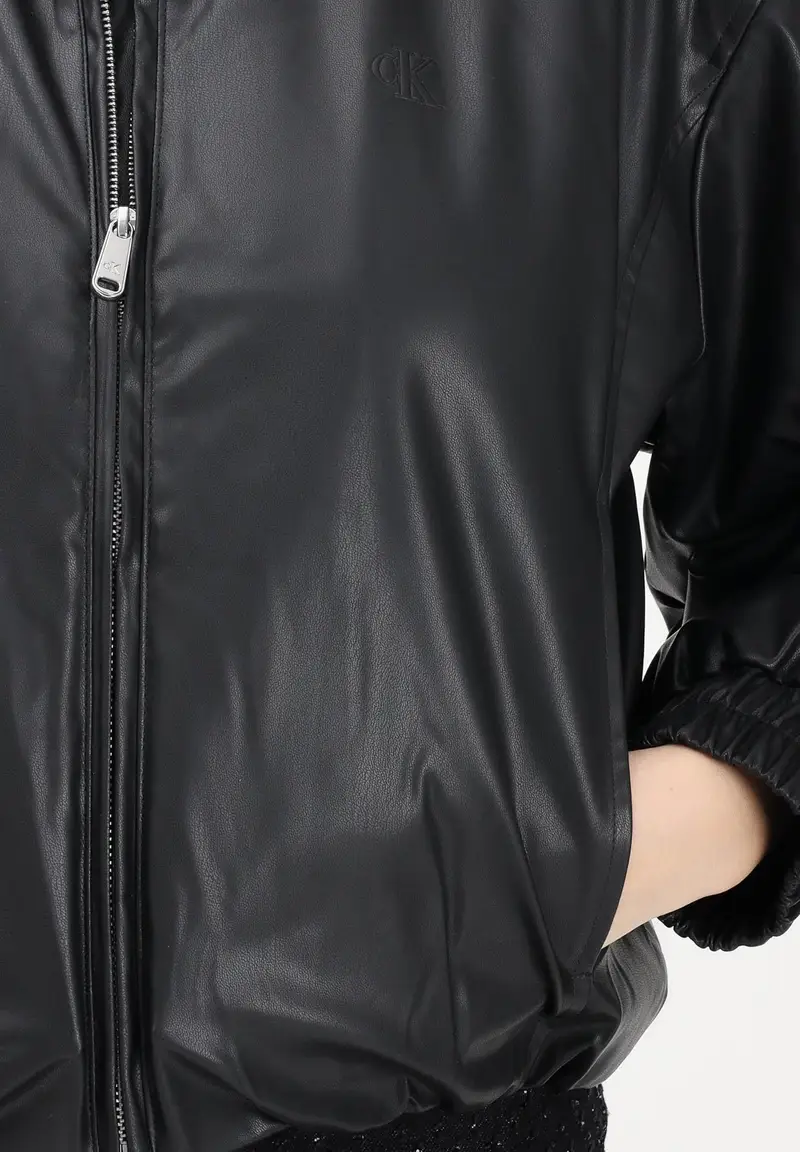 Giubbotto in ecopelle nero da donna miniatura 3