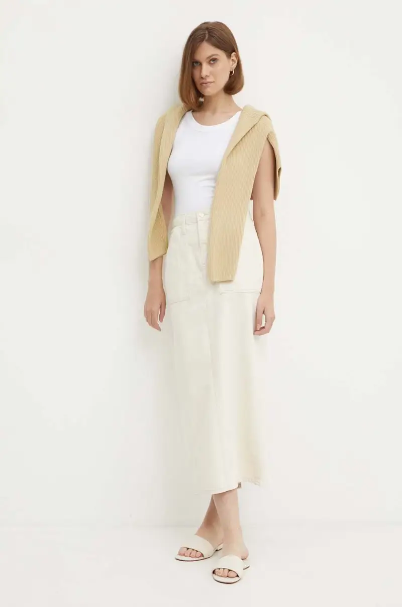 gonna di jeans colore beige J20J223886 miniatura 2