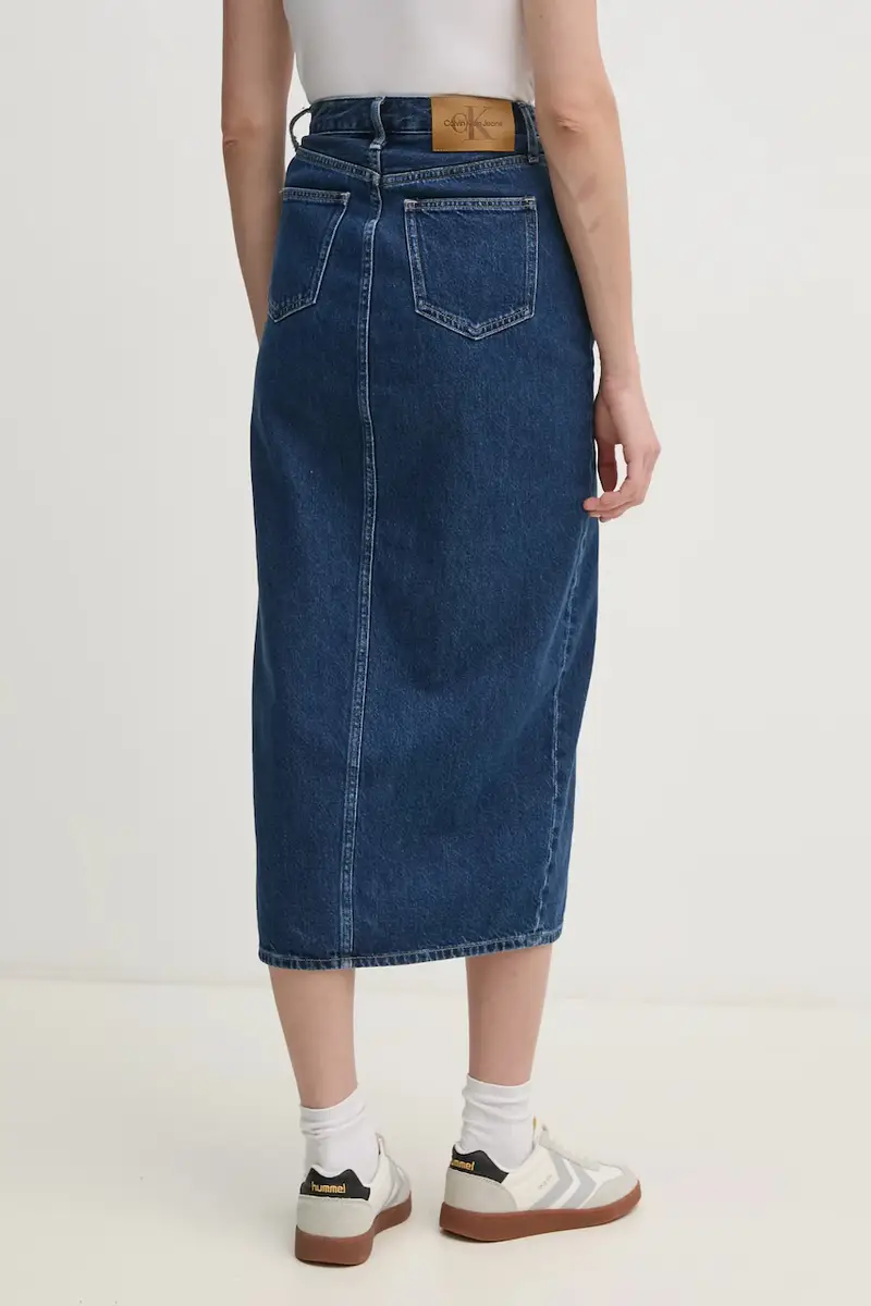 gonna di jeans colore blu navy J20J224531 miniatura 3