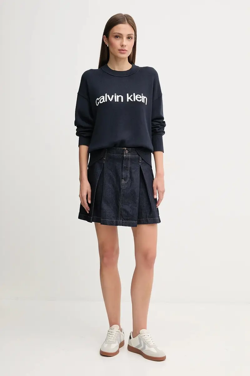 gonna di jeans colore blu navy LV047C717G miniatura 2