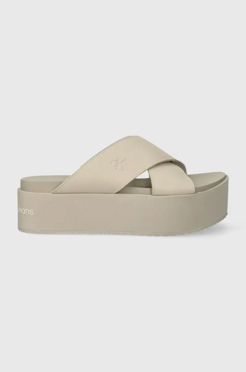 infradito in pelle FLATFORM CROSS MG UC donna colore beige