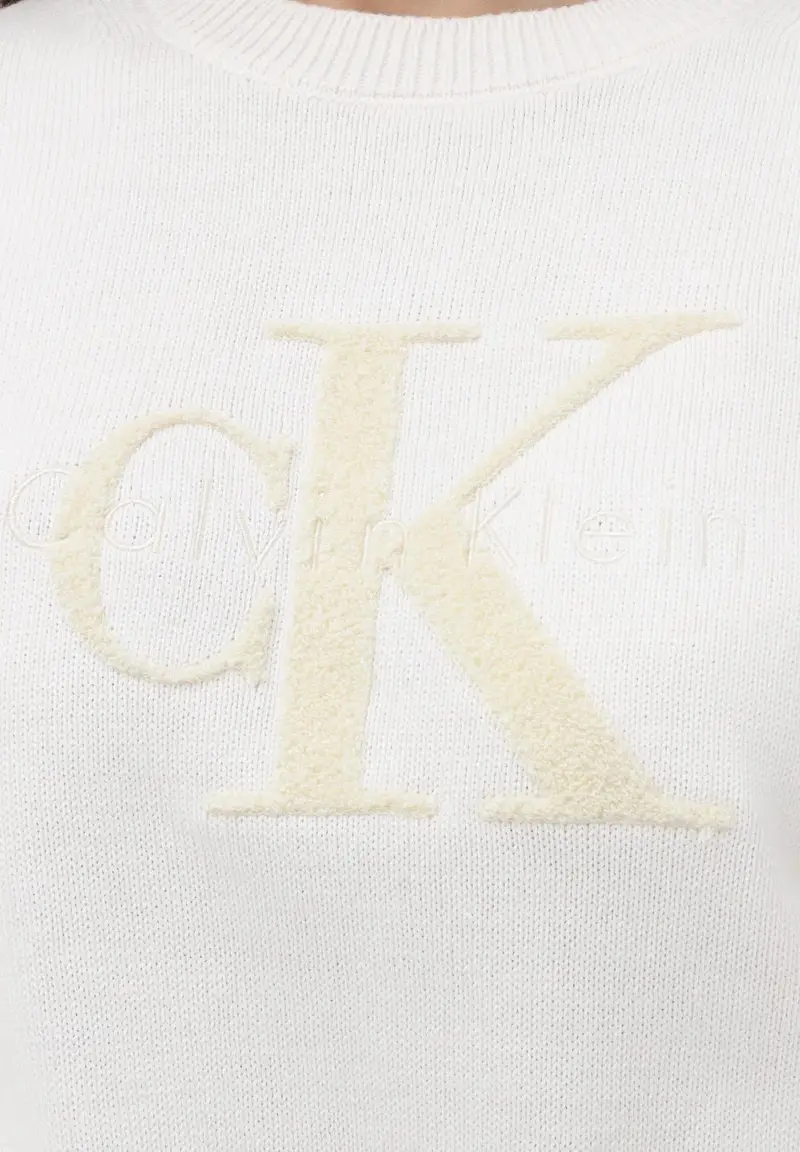 Maglia a manica corta panna da donna con logo miniatura 3