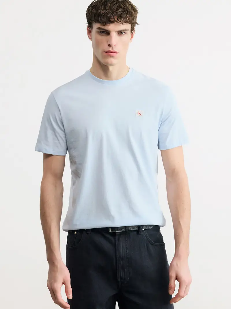 Maglietta blu chiaro / bianco miniatura 3