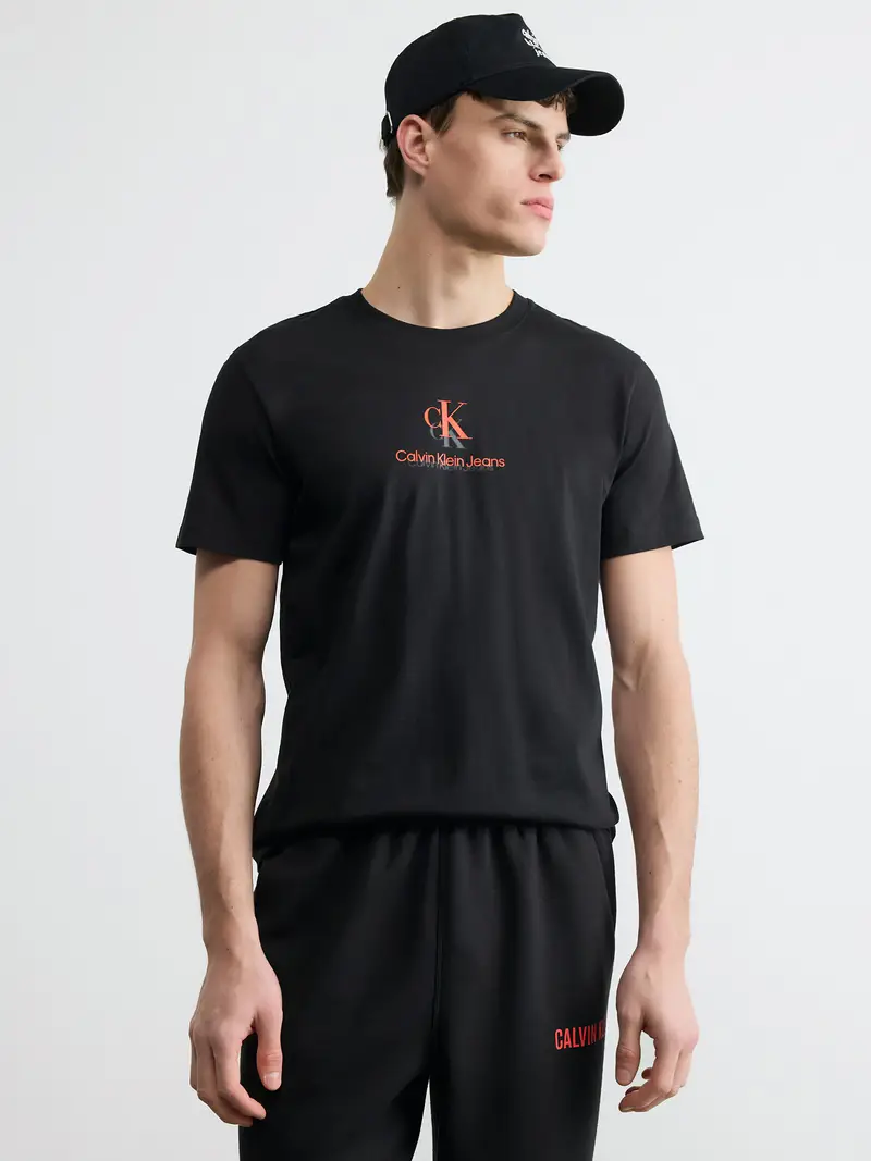 Maglietta grigio / corallo / nero miniatura 2