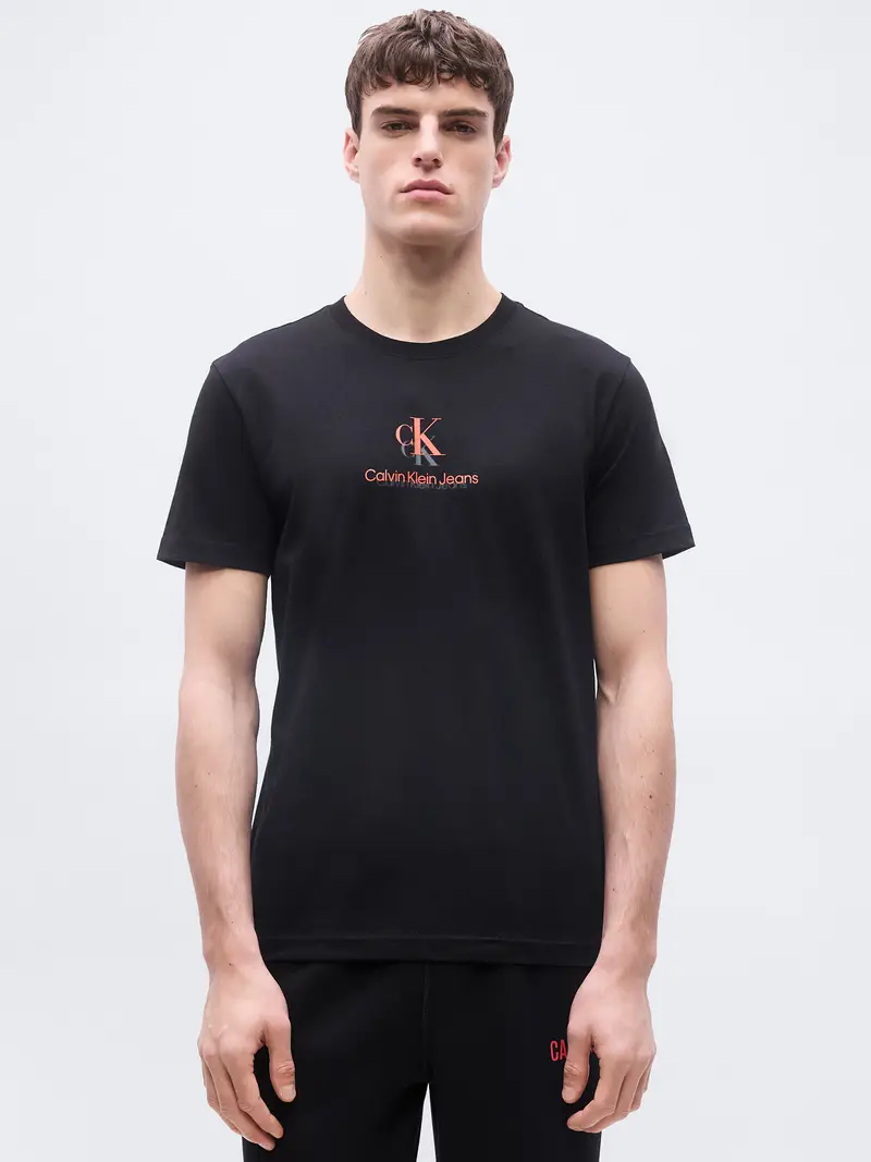 Maglietta grigio / corallo / nero miniatura 3