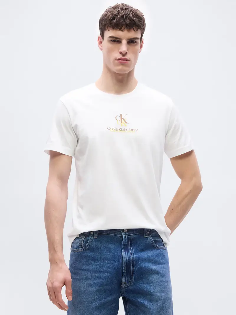 Maglietta marrone / giallo / bianco miniatura 2