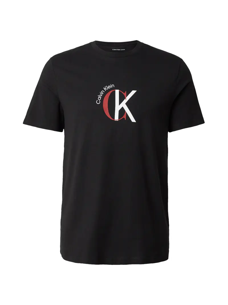 Maglietta rosso fuoco / nero / bianco