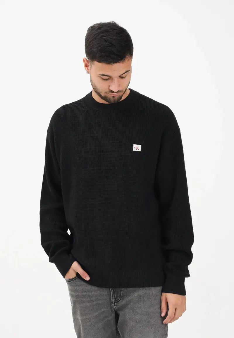 Maglioncino girocollo nero da uomo miniatura 2