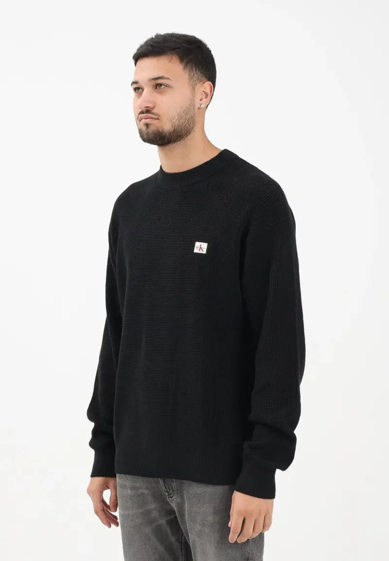 Maglioncino girocollo nero da uomo