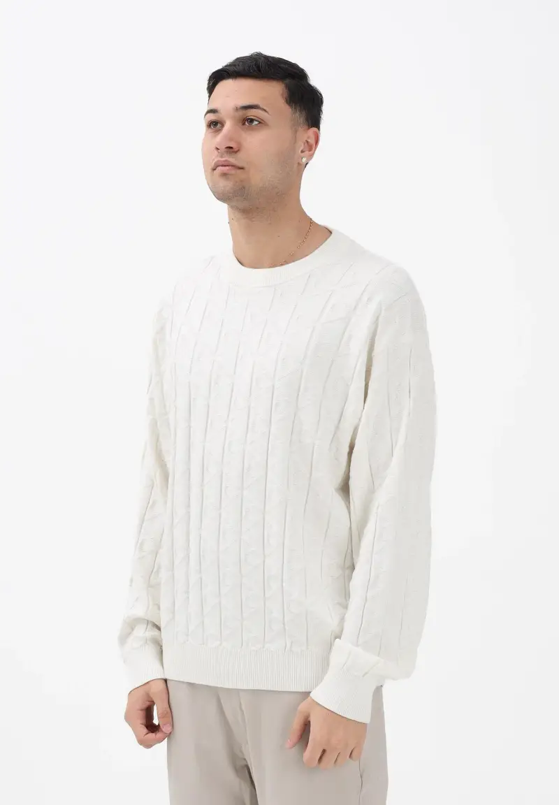 Maglioncino girocollo panna da uomo con logo