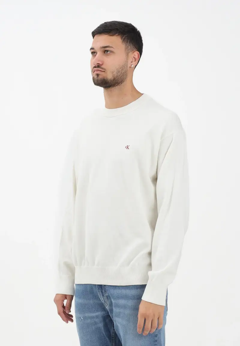 Maglioncino girocollo panna da uomo