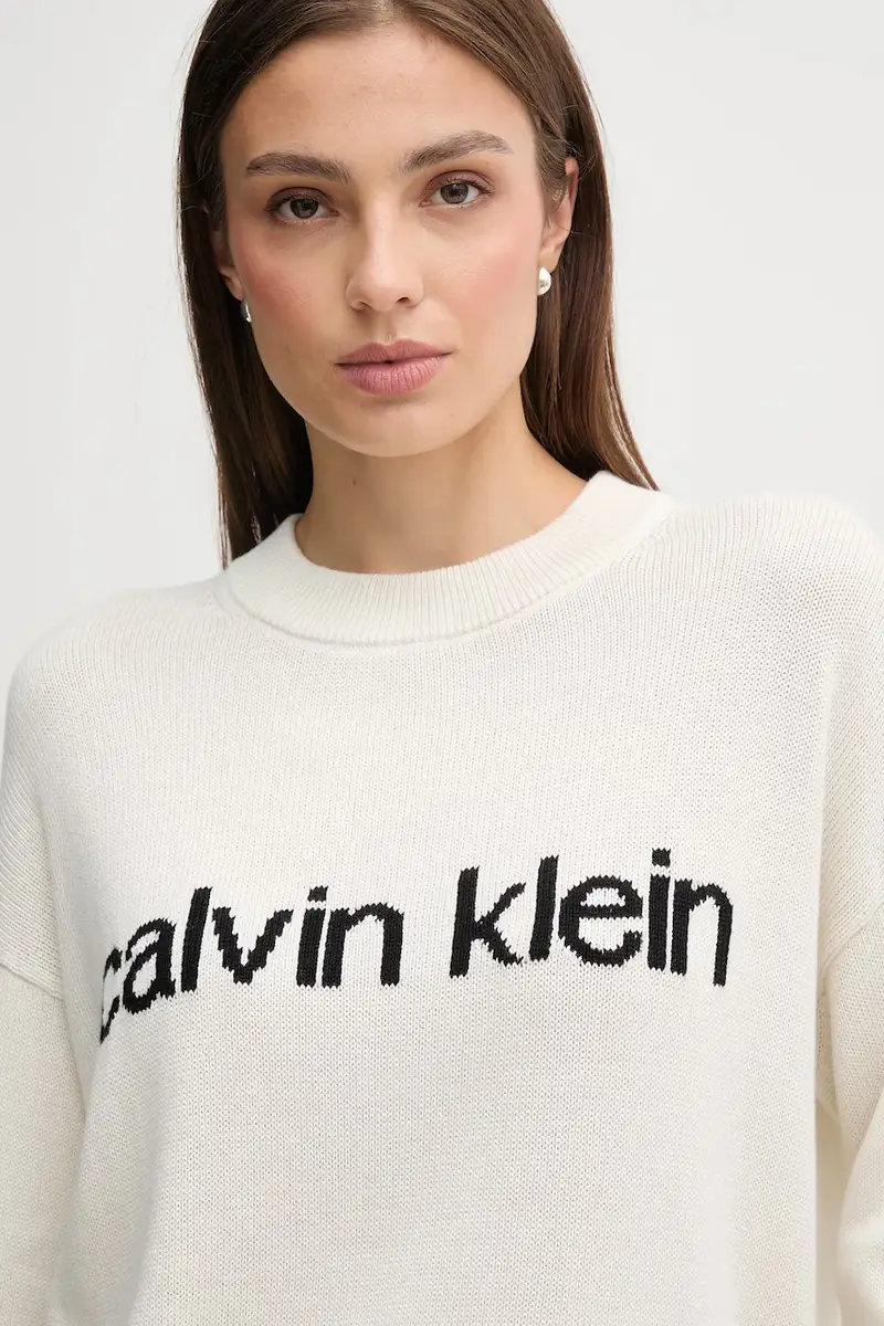 maglione in cotone donna colore beige LV047C311G miniatura 4