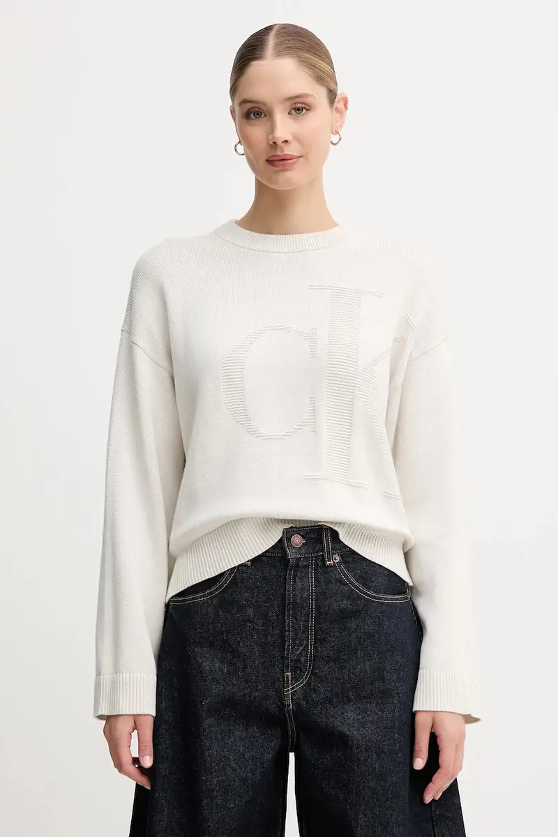 maglione in cotone donna colore beige LV047D304G