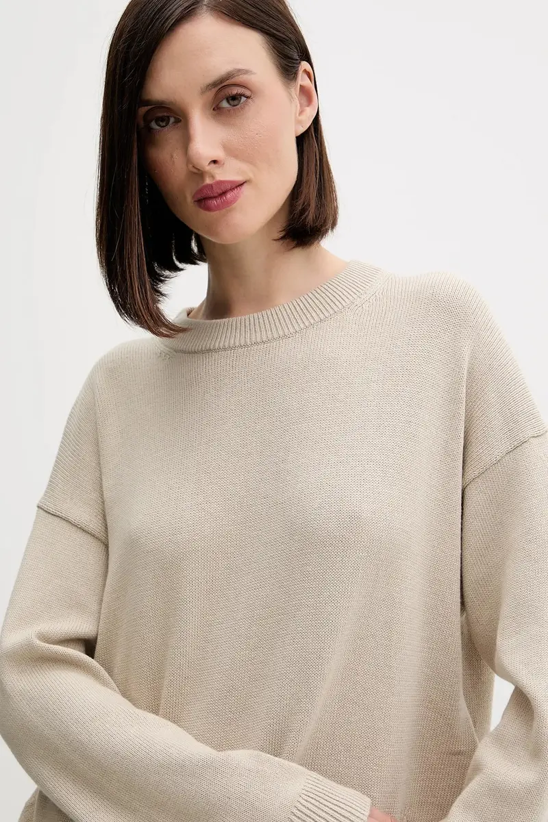 maglione in cotone donna colore beige LV047D305G miniatura 4