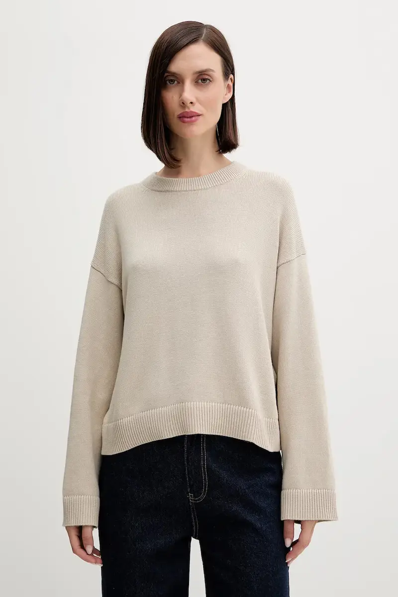 maglione in cotone donna colore beige LV047D305G