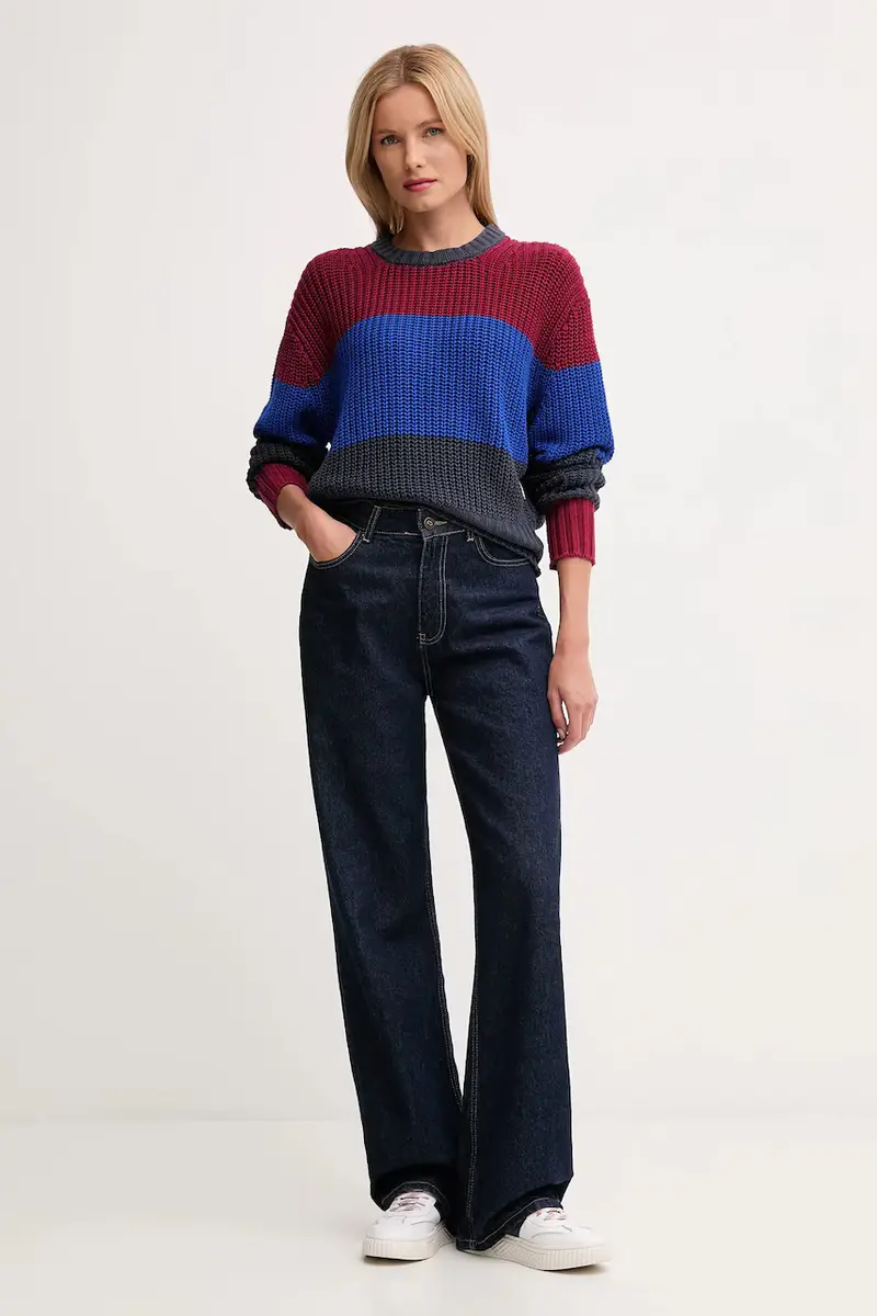 maglione in cotone donna colore blu navy LV047D302G miniatura 2