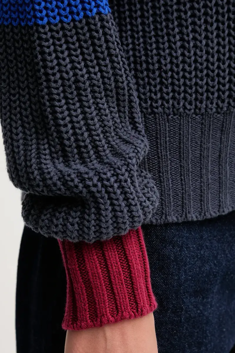 maglione in cotone donna colore blu navy LV047D302G miniatura 5