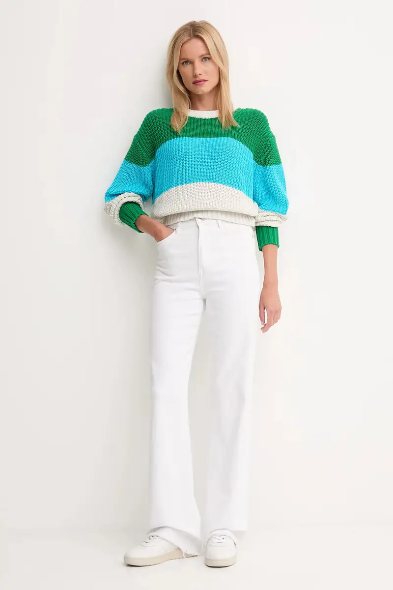 maglione in cotone donna colore verde LV047D302G miniatura 2