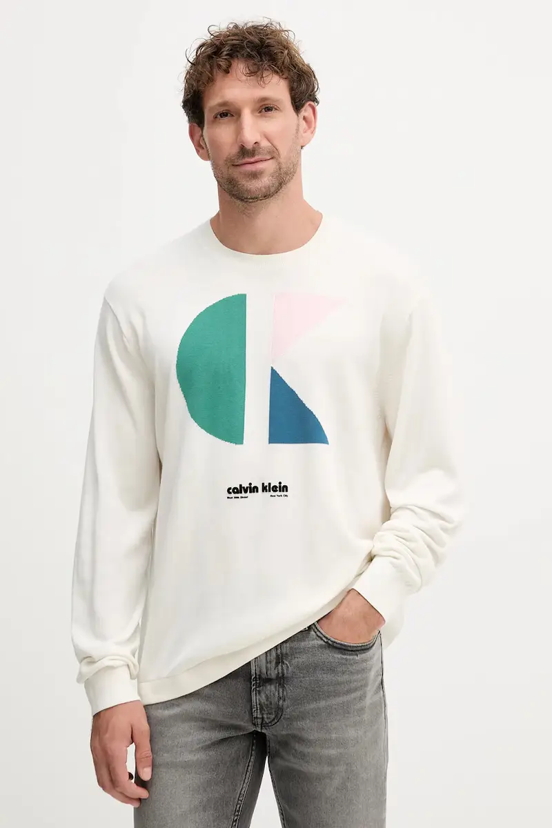 maglione in cotone uomo colore bianco LV04RC303G