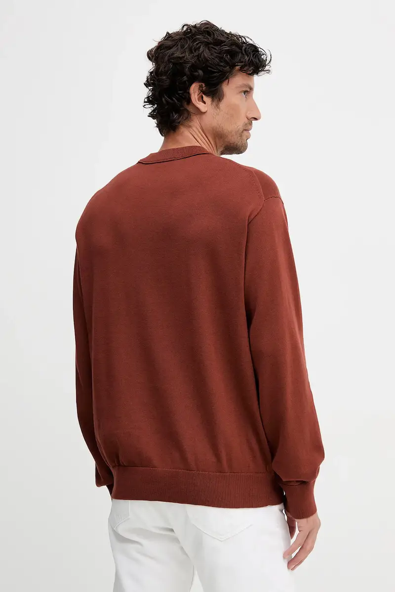 maglione in cotone uomo colore granata LV04RC309G Arancione miniatura 3