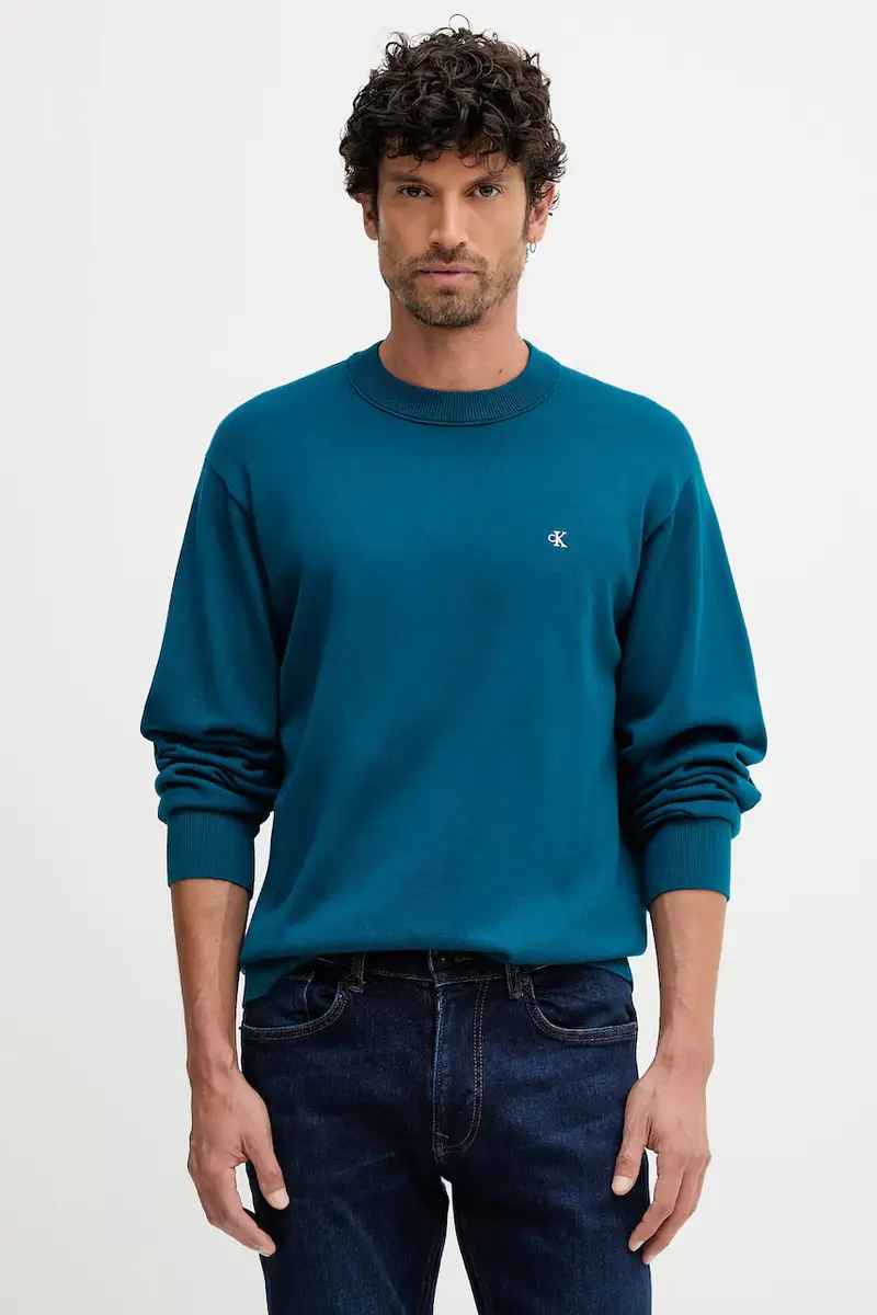 maglione in cotone uomo colore turchese LV04RC309G