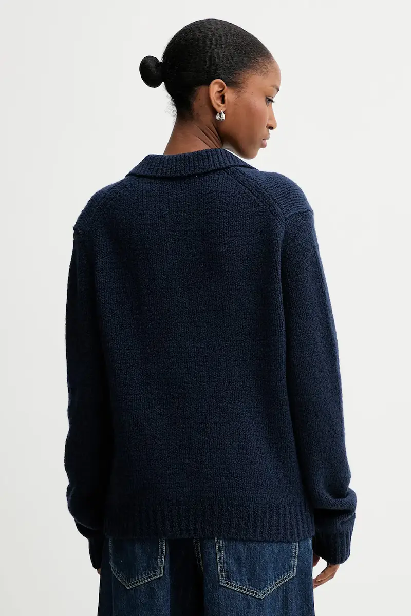 maglione in lana donna colore blu navy LV144D341G miniatura 3