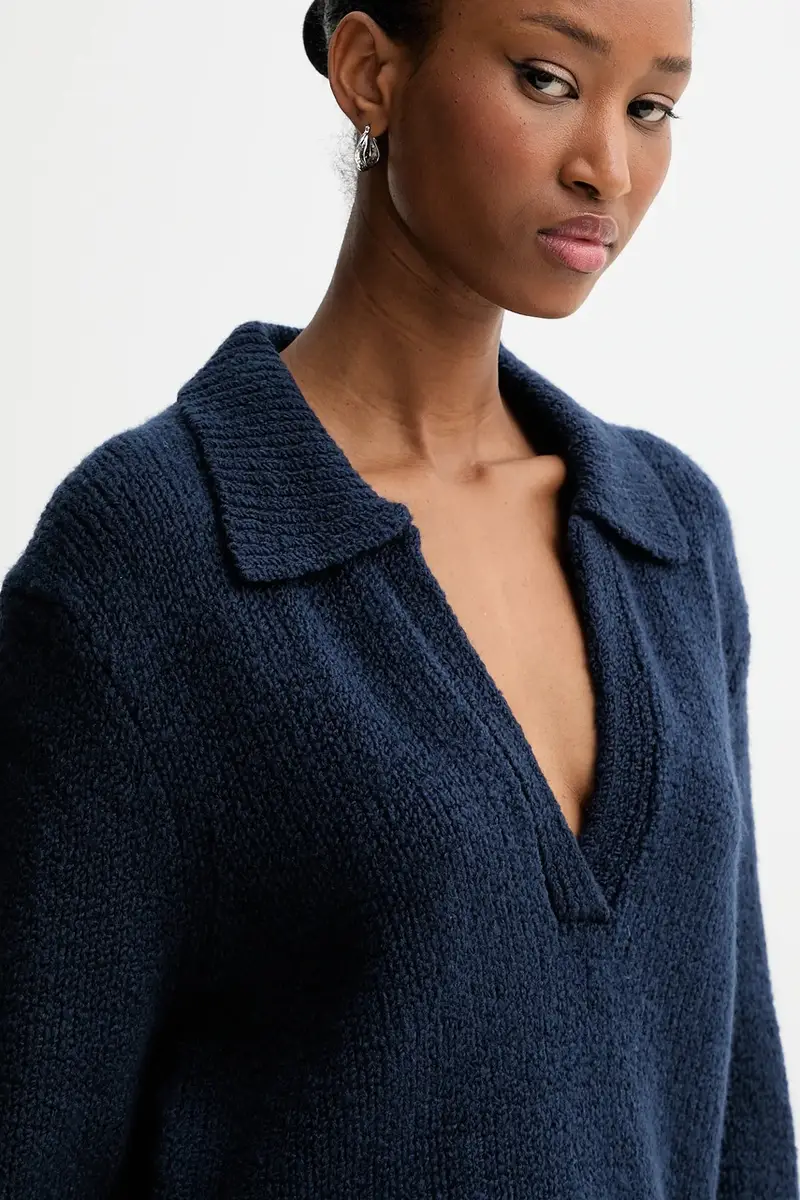 maglione in lana donna colore blu navy LV144D341G miniatura 4